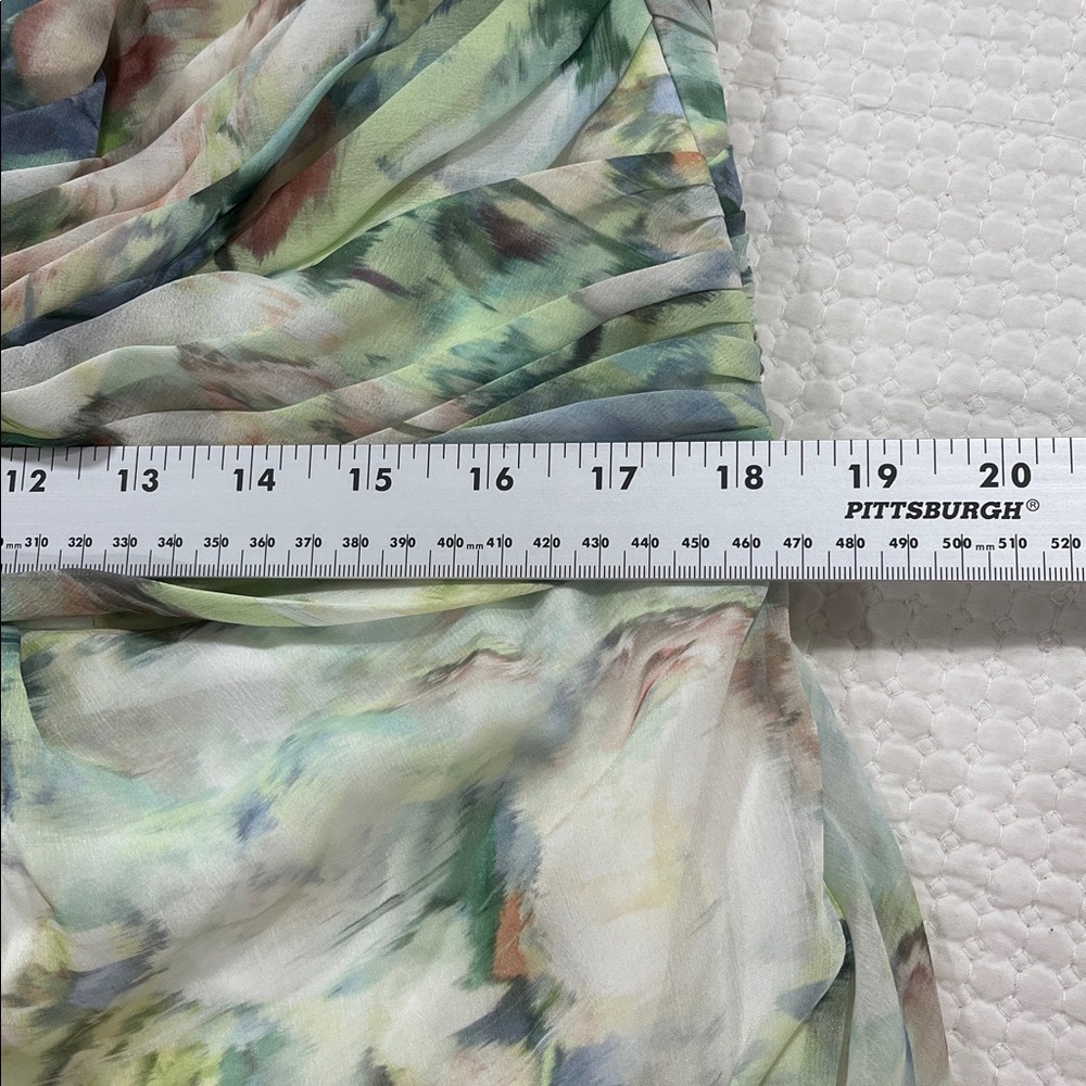 David's Bridal Strapless Pastel Floral Maxi Dress - Mint & Blush - Picture 7 of 9